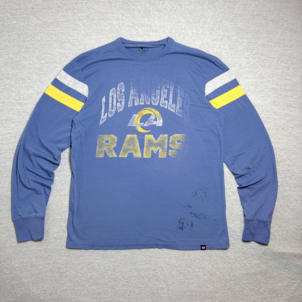 '47 Brand Mens Los Angeles Rams Shirt Small Blue NFL Football Long Sleeve